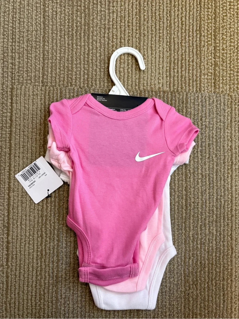 Nike Baby One-Piece Bodysuit Set - White, Light Pink & Hot Pink